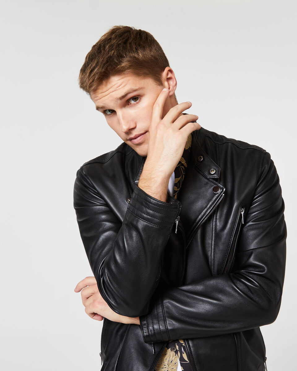 Altona Leather Jacket, Black, hi-res